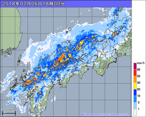 平成30年7月豪雨災害雨雲レーダー