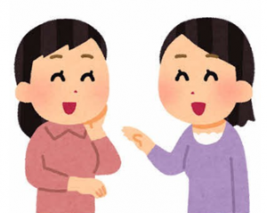 教室の感想を話す女性のイラスト