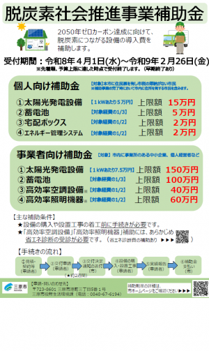 脱炭素社会推進事業補助金チラシ