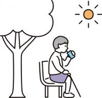 日光浴をする男性