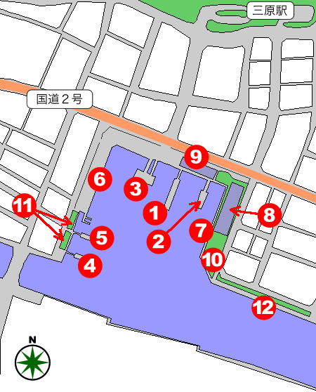 三原内港地区港湾施設位置図