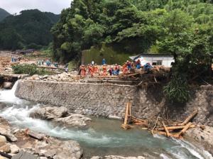 緊急消防援助隊活動現場（朝倉市）