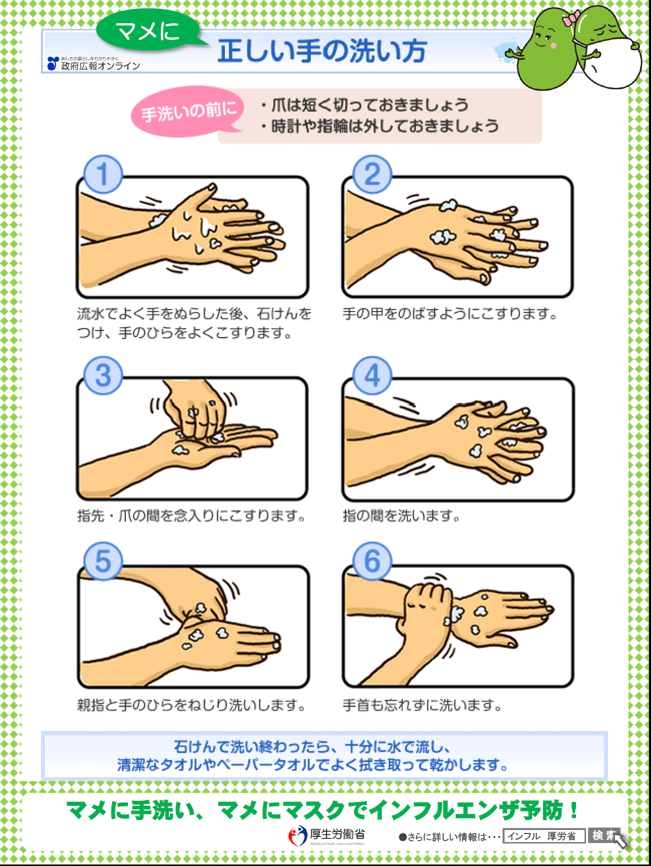 正しい手の洗い方についての画像